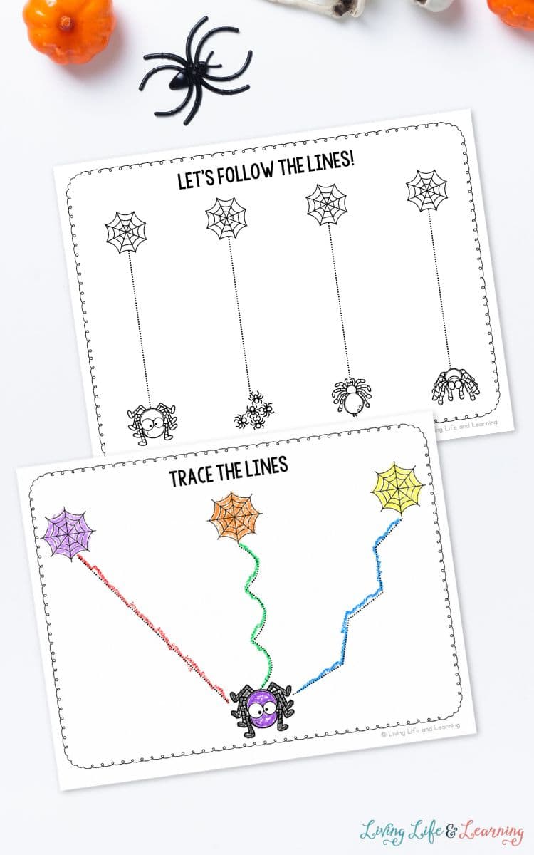 two pages of Spider Worksheets for Toddlers