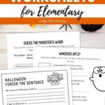 Halloween Worksheets for Elementary on a table