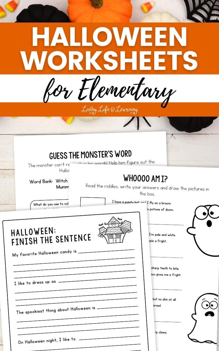Halloween Worksheets for Elementary on a table