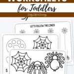 Spider Worksheets for Toddlers placed on a table