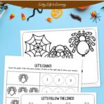 Spider Worksheets for Toddlers placed on a table