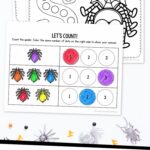 Spider Worksheets for Toddlers placed on a table
