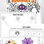 Spider Worksheets for Toddlers placed on a table