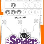 Spider Worksheets for Toddlers placed on a table